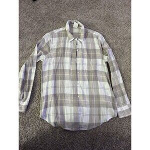 GAP Plaid flannel shirt Tan And Off White EUC Size medium